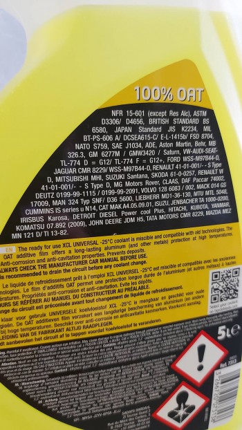 100% OAT Coolant Yellow Universal